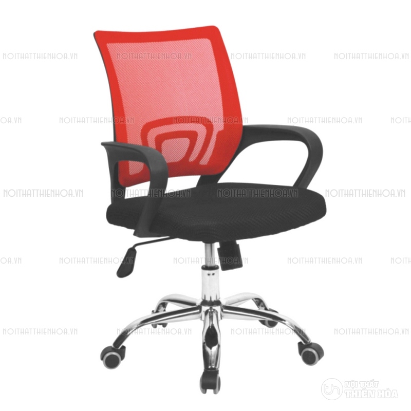 Ghế văn phòng xoay nhân viên đỏ giúp giải quyết vấn đề về sức khỏe cho nhân viên làm việc. Với khả năng xoay tròn linh hoạt, thiết kế vừa vặn và màu đỏ sắc nét, giúp thúc đẩy sự thăng tiến trong công việc của nhân viên. Ngoài ra, ghế còn dễ điều chỉnh độ cao, tạo cảm giác thoải mái cho người sử dụng.